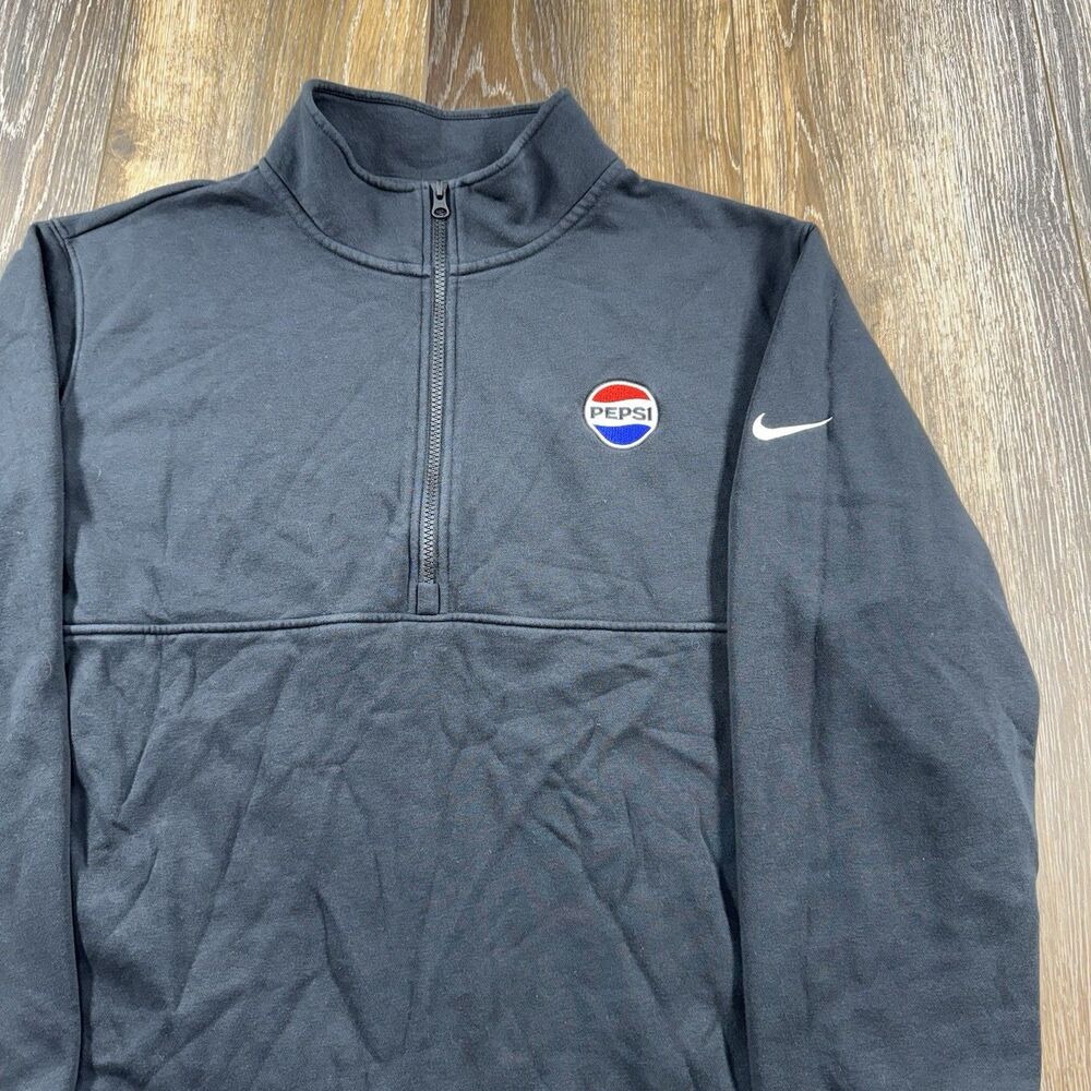 Nike x Pepsi Sweatshirt Mens XXL Black Swoosh Soda Promo Logo 1/4 Zip Sweater